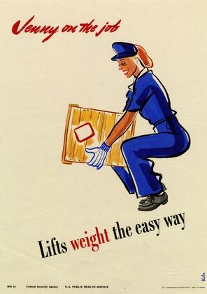 Jenny on the job lifts weight the easy way (1943)