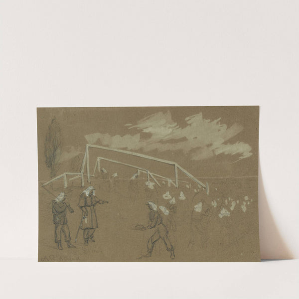Jersey troops breaking the ground for a fort to defend Washington, on Virginia soil near the long bridge by Alfred Rudolph Waud