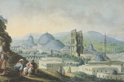 Jerusalem with the church and bell tower of the sepulchre
