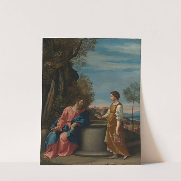 Jesus And the Woman From Samaria by Follower Of Guido Reni