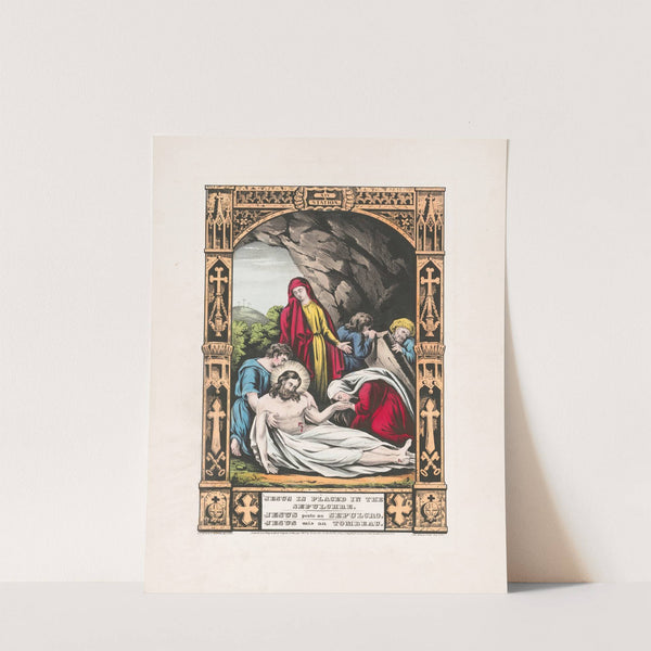 Jesus is placed in the sepulchre (1847) by Currier & Ives.