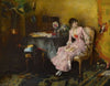 Jeune Femme En Rose Avec Son Enfant