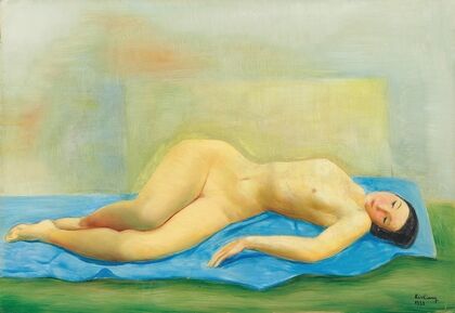 Jeune femme nue étendue