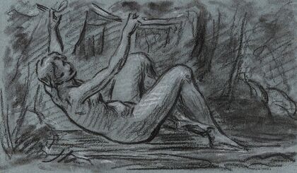 Jeune femme nue se relevant