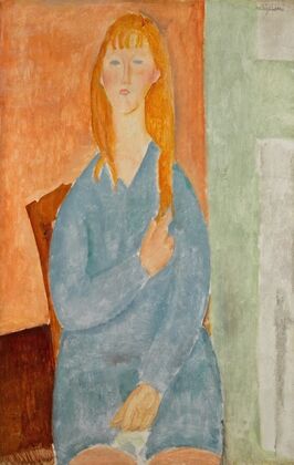 Jeune fille assise, les cheveux dénoués (Jeune fille en bleu) (1919)