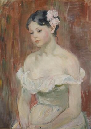 Jeune fille au décolleté, la fleur aux cheveux