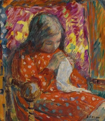 Jeune fille cousant