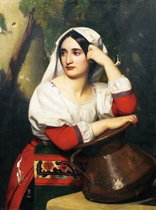 Jeune italienne à la fontaine