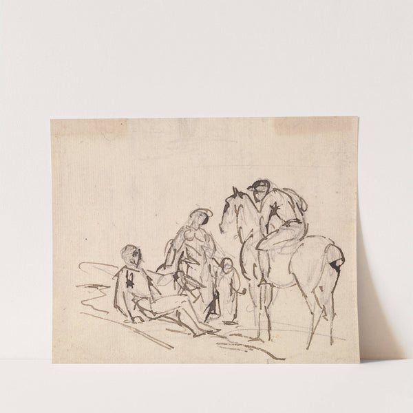 Jockey on a horse with three figures by Sawrey Gilpin