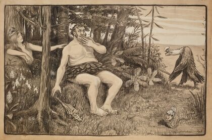 John Bull (England) as Adam and a woman representing America as Eve in the Garden of Eden (1903) — size preview