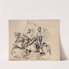 John Bull (Great Britain) and Uncle Sam ride into battle in medieval armor (1902) by William Henry Walker