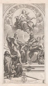 John the Baptist explains doctrine of the Immaculate Conception to Saint Gregory, Saint Augustine and John Chrysostomos (1687)