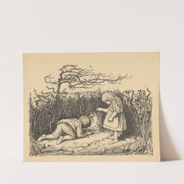Jongen en meisje bij een struik by Willem Pothast