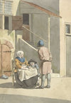 Jongen en vrouw met kind voor een huis
