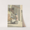 Jongen en vrouw met kind voor een huis by W. Barthautz