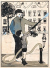 Jongen met brandslang op straat (1925)