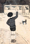 Jongen zwaait naar een bestuurder (1925)