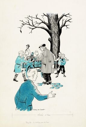 Jongens trekken aan een handkar