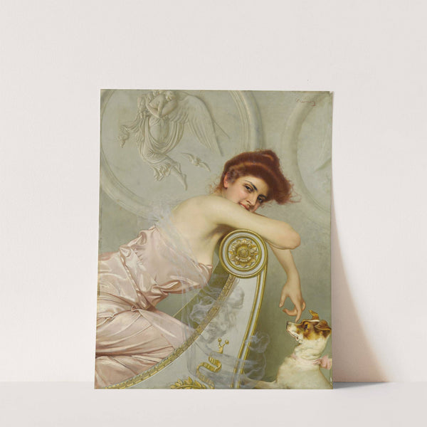 Young lady with puppy by Vittorio Matteo Corcos