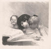 Three girls looking at a picture album (1893)