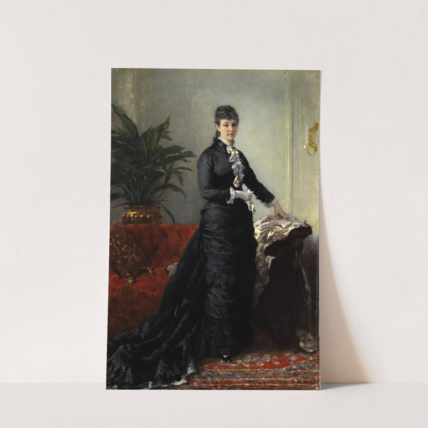 Junge Frau in langem schwarzen Kleid by Eugène Faure