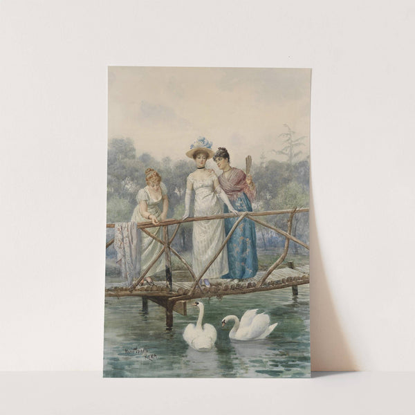 Junge Frauen beim Schwänefüttern by Mario Spinetti