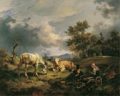 Junges Bauernpaar auf dem Feld rastend (1829)