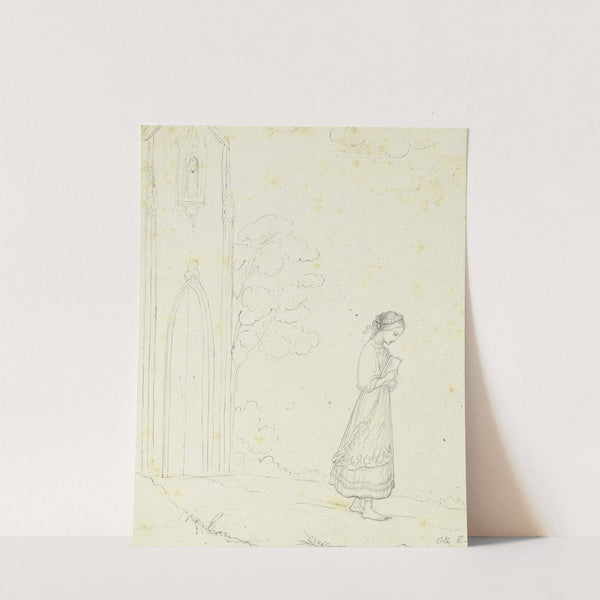 Junges Mädchen auf dem Heimweg von der Kirche by Marie Ellenrieder