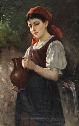 Junges Mädchen mit einem Tonkrug