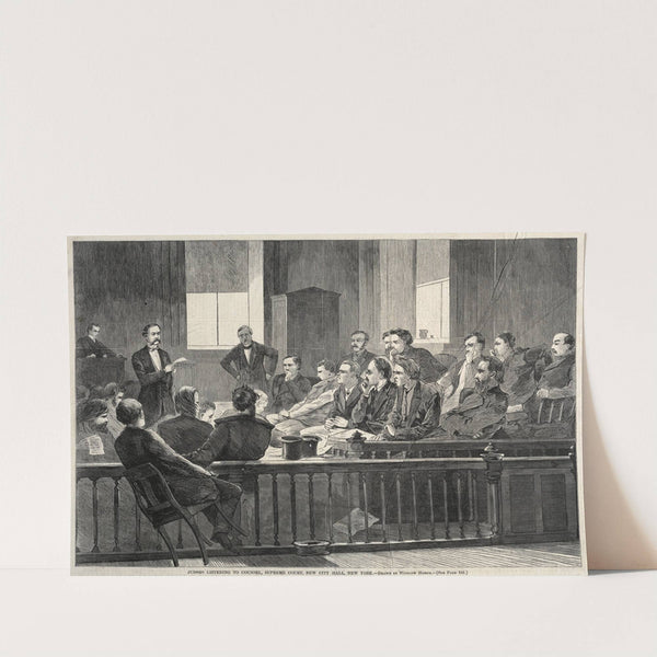 Jurors Listening to Counsel, Supreme Court, New City Hall, New York (1869) by Winslow Homer