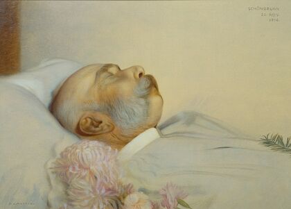 Kaiser Franz Joseph I. auf dem Sterbebett