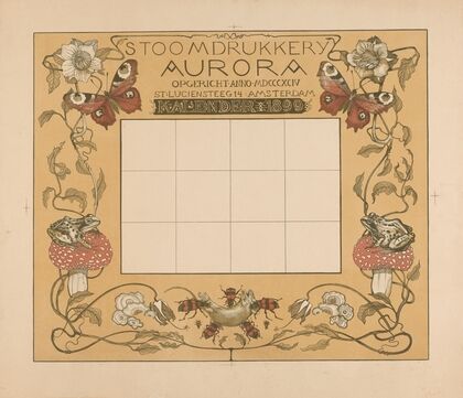 Kalender van het jaar 1899, met bloemen, insecten en kikkers