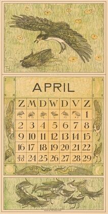Kalenderblad april met twee kieviten