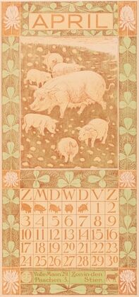 Kalenderblad april met varkens
