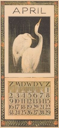 Kalenderblad april met zilverreigers