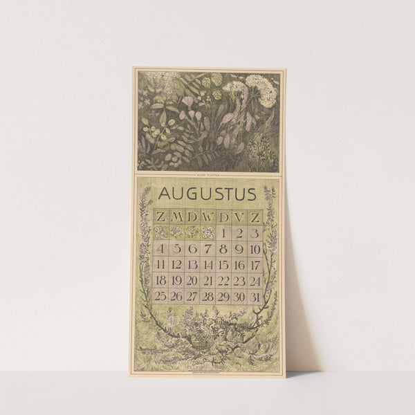 Kalenderblad augustus met planten by Theo van Hoytema