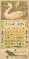 Kalenderblad augustus met zwaan