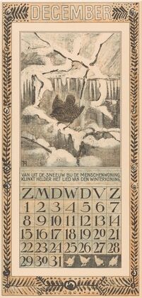 Kalenderblad december met winterkoninkje