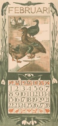 Kalenderblad februari met eenden