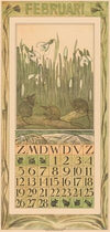 Kalenderblad februari met sneeuwklokjes en muizen