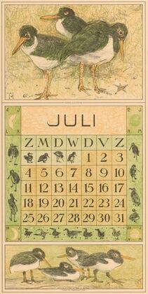 Kalenderblad juli met scholeksters