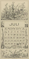 Kalenderblad juli met vlasbekjes