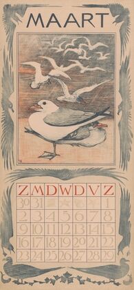 Kalenderblad maart met meeuwen