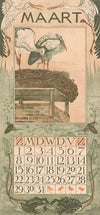 Kalenderblad maart met ooievaars