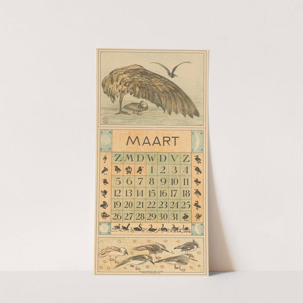 Kalenderblad maart met wulp by Theo van Hoytema