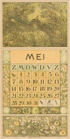 Kalenderblad mei met broedende lijster