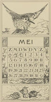Kalenderblad mei met vliegende vogel