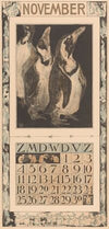 Kalenderblad november met drie pinguïns