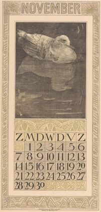 Kalenderblad november met drijvende eend