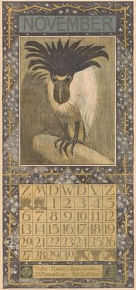 Kalenderblad november met een schuitbekreiger